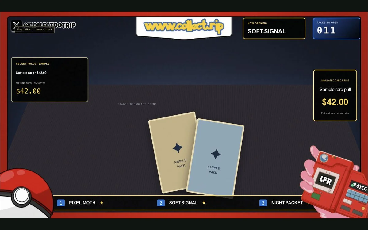 Pokémon stream overlay: reconstructed interface · sample data