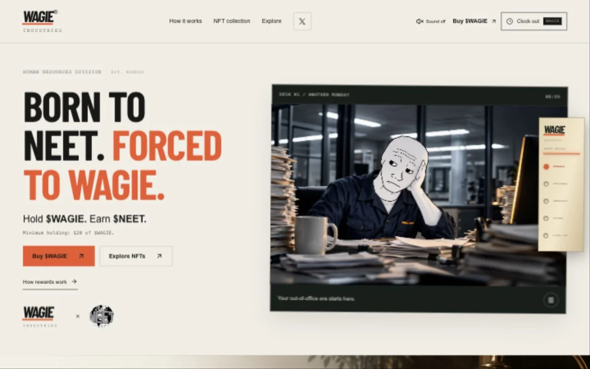 WAGIE Industries: captured live interface · verified